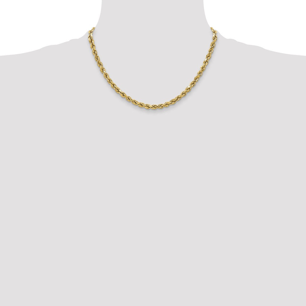 10k Yellow Gold 3.5mm Semi-solid Diamond-Cut Rope Chain Necklace