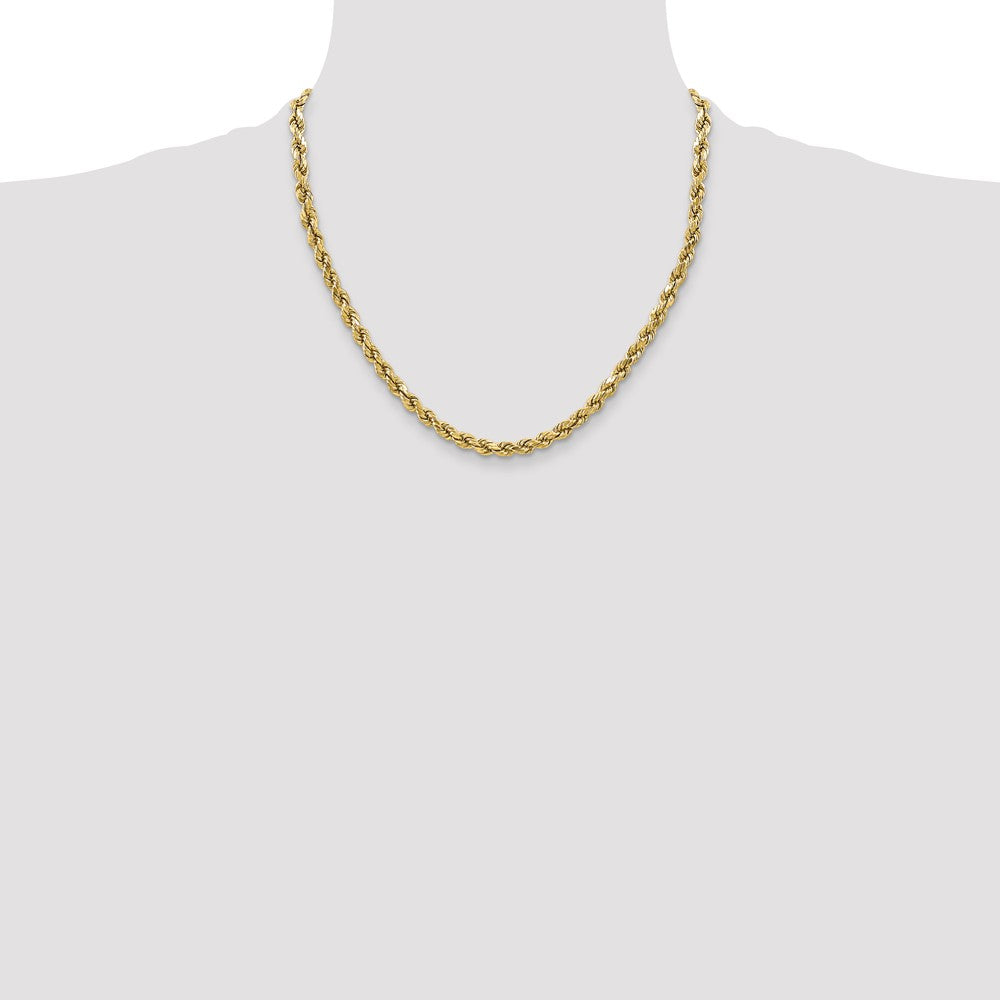 10k Yellow Gold 3.5mm Semi-solid Diamond-Cut Rope Chain Necklace