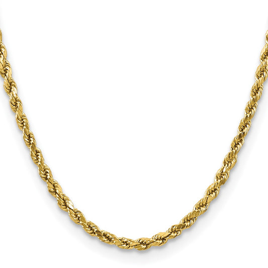 10k Yellow Gold 4mm Semi-solid Diamond-Cut Rope Chain Necklace