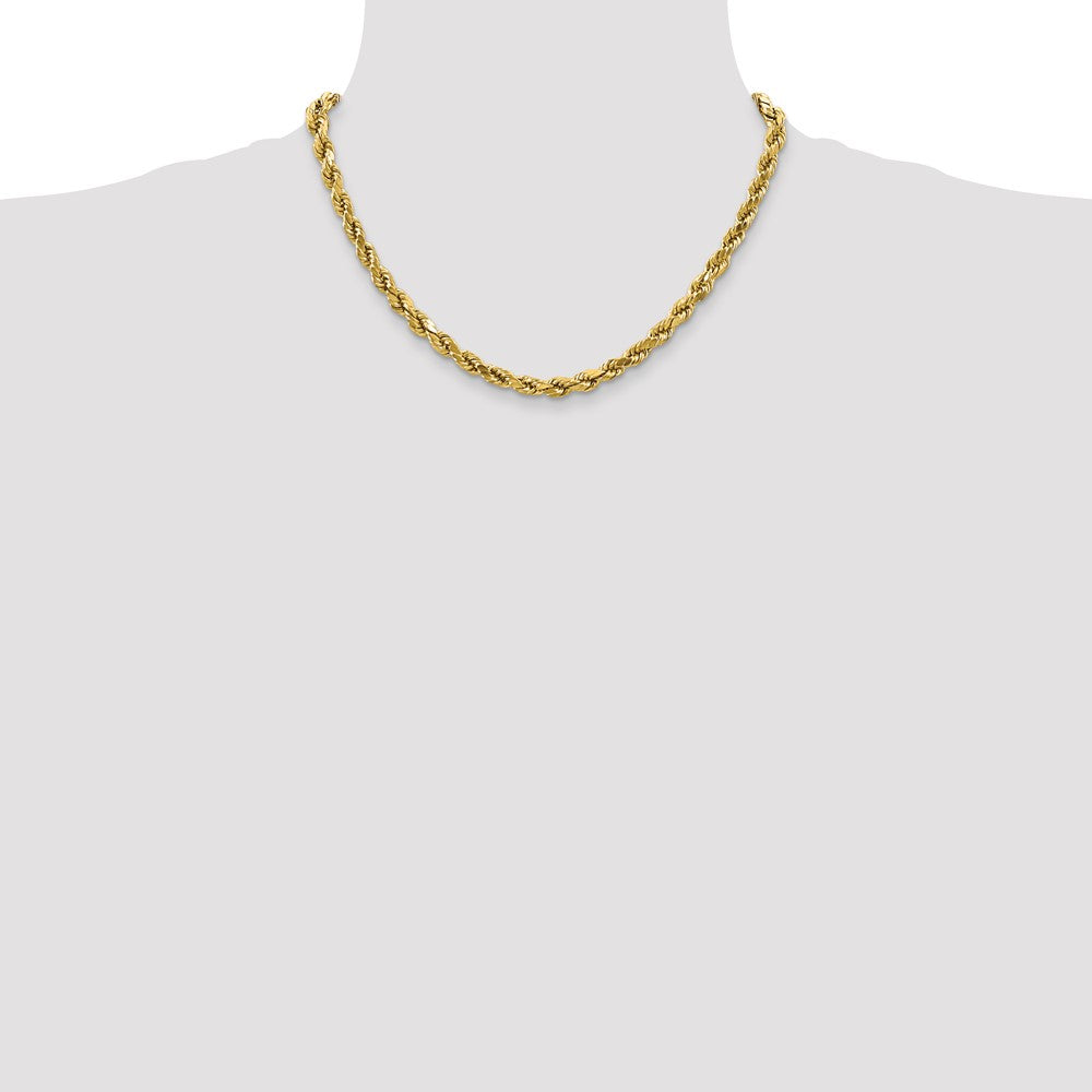 10k Yellow Gold 4mm Semi-solid Diamond-Cut Rope Chain Necklace
