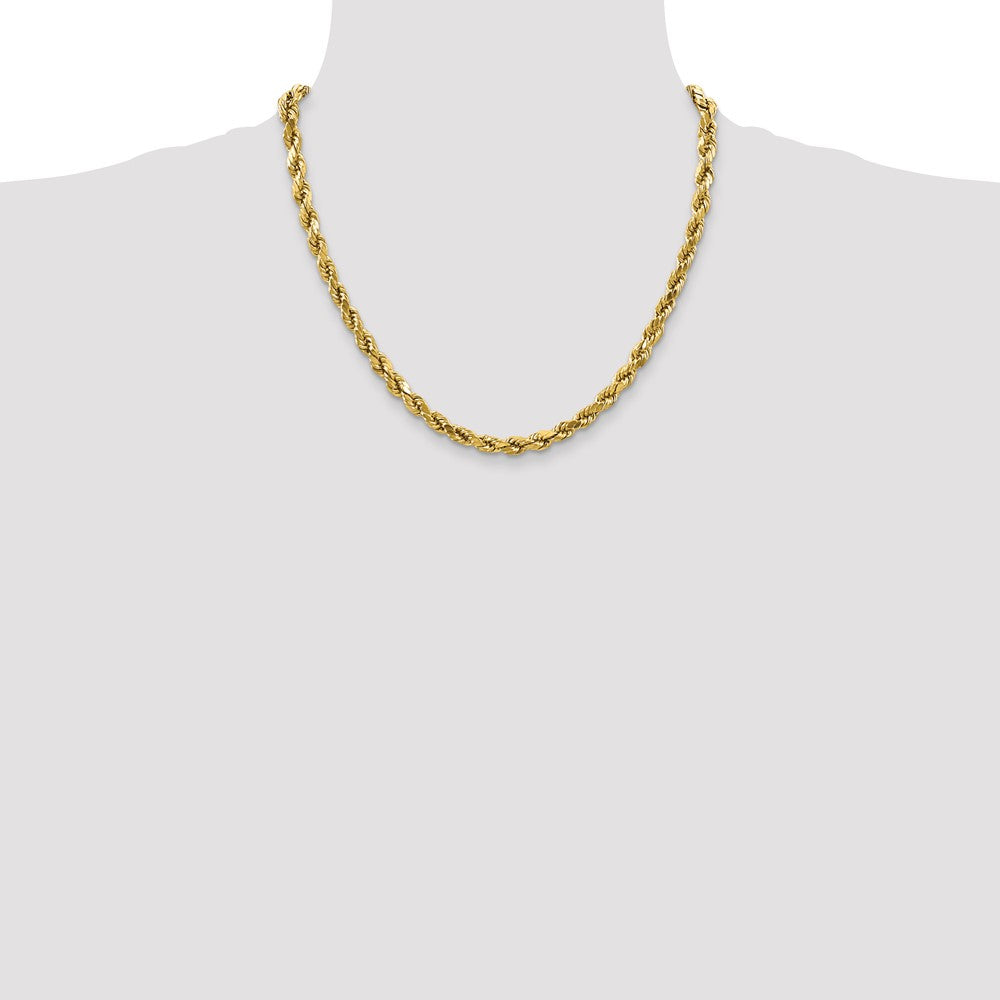 10k Yellow Gold 4mm Semi-solid Diamond-Cut Rope Chain Necklace