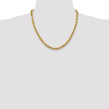 10k Yellow Gold 4mm Semi-solid Diamond-Cut Rope Chain Necklace