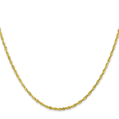10k Yellow Gold 2.0mm Extra-Light Diamond-Cut Rope Chain Necklace