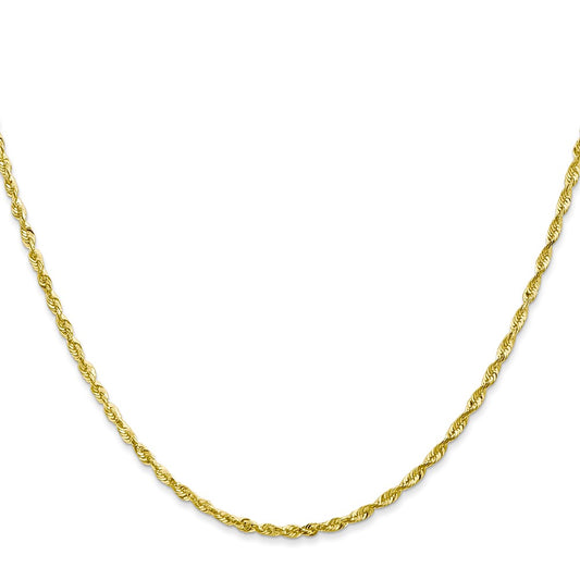 10k Yellow Gold 2.0mm Extra-Light Diamond-Cut Rope Chain Necklace