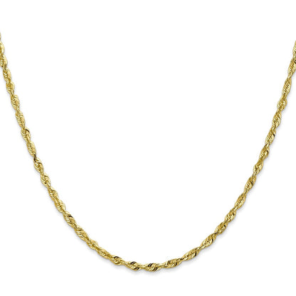 10k Yellow Gold 2.50mm Extra-Light Diamond-Cut Rope Chain Necklace