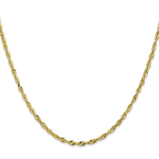 10k Yellow Gold 2.50mm Extra-Light Diamond-Cut Rope Chain Necklace