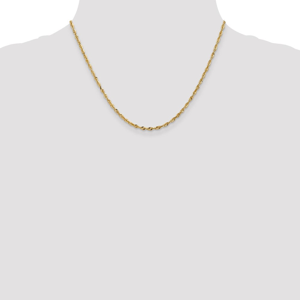 10k Yellow Gold 2.50mm Extra-Light Diamond-Cut Rope Chain Necklace