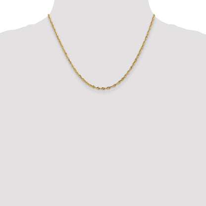 10k Yellow Gold 2.50mm Extra-Light Diamond-Cut Rope Chain Necklace