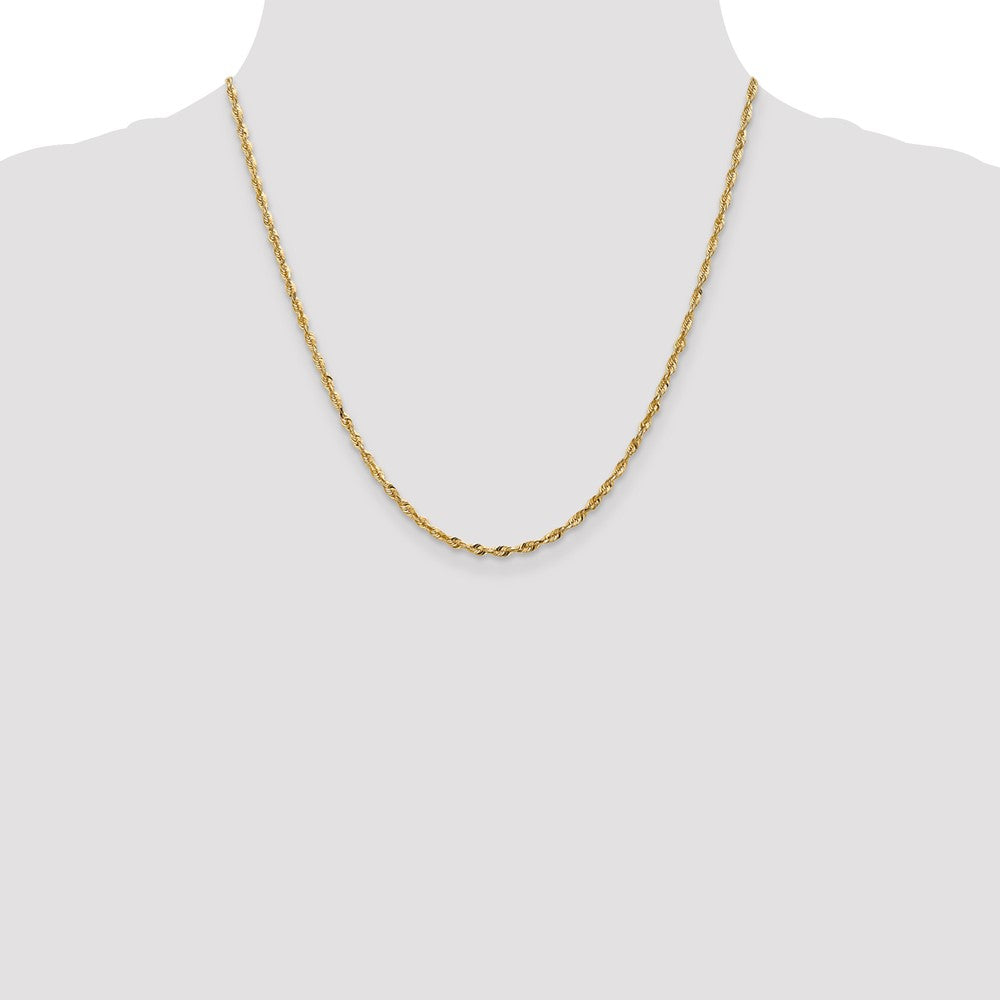 10k Yellow Gold 2.50mm Extra-Light Diamond-Cut Rope Chain Necklace