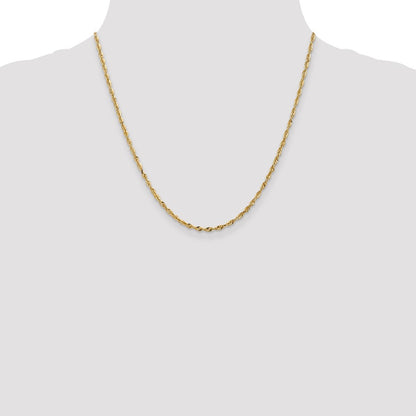 10k Yellow Gold 2.50mm Extra-Light Diamond-Cut Rope Chain Necklace
