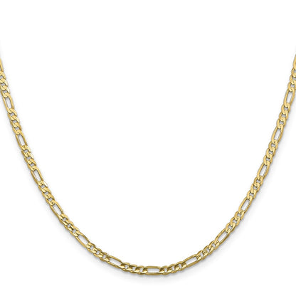 10k Yellow Gold 3mm Flat Figaro Chain Necklace