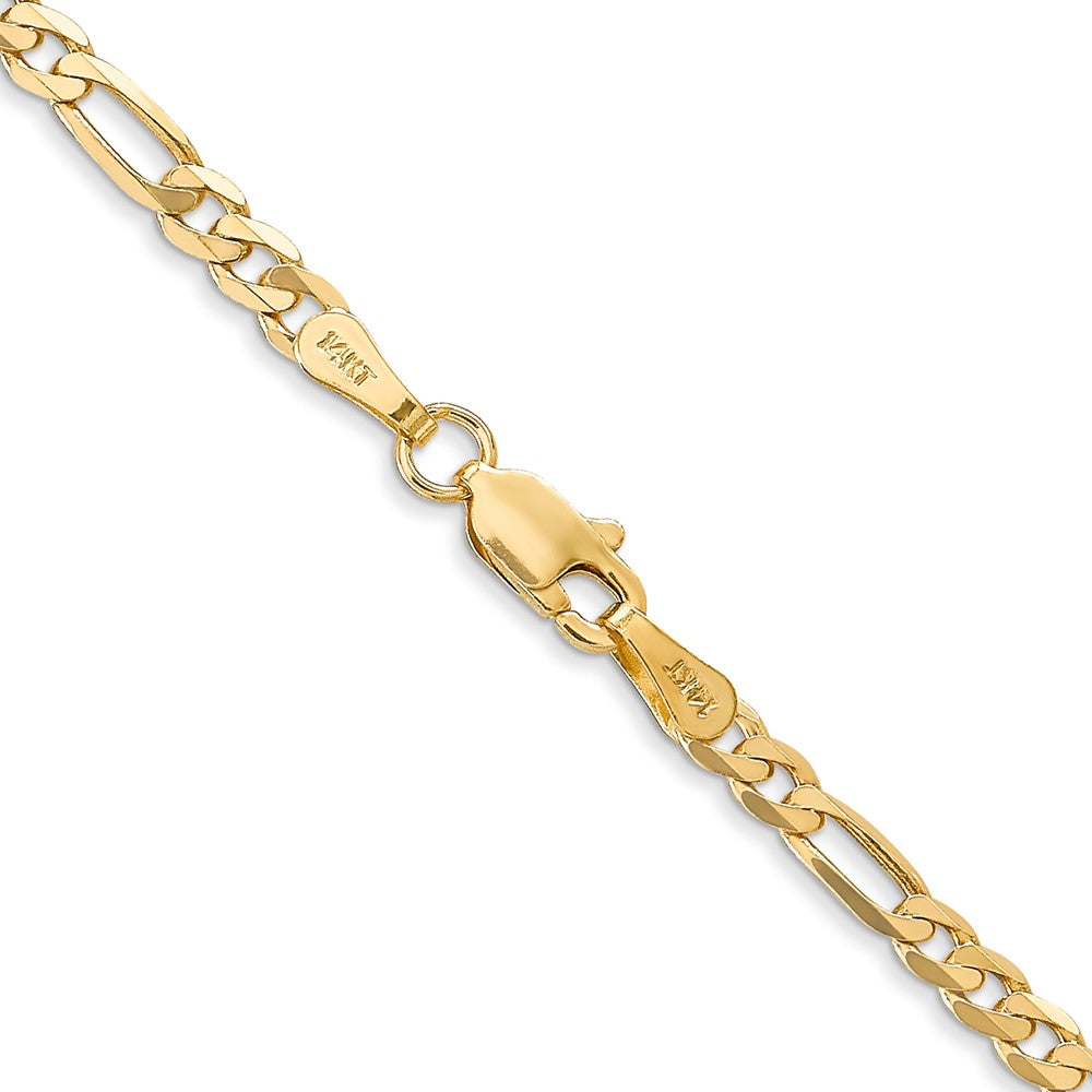 10k Yellow Gold 3mm Flat Figaro Chain Necklace