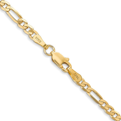 10k Yellow Gold 3mm Flat Figaro Chain Necklace