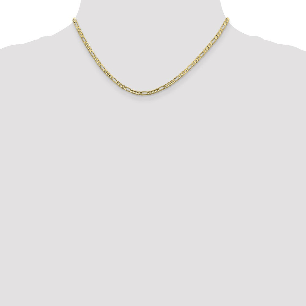 10k Yellow Gold 3mm Flat Figaro Chain Necklace