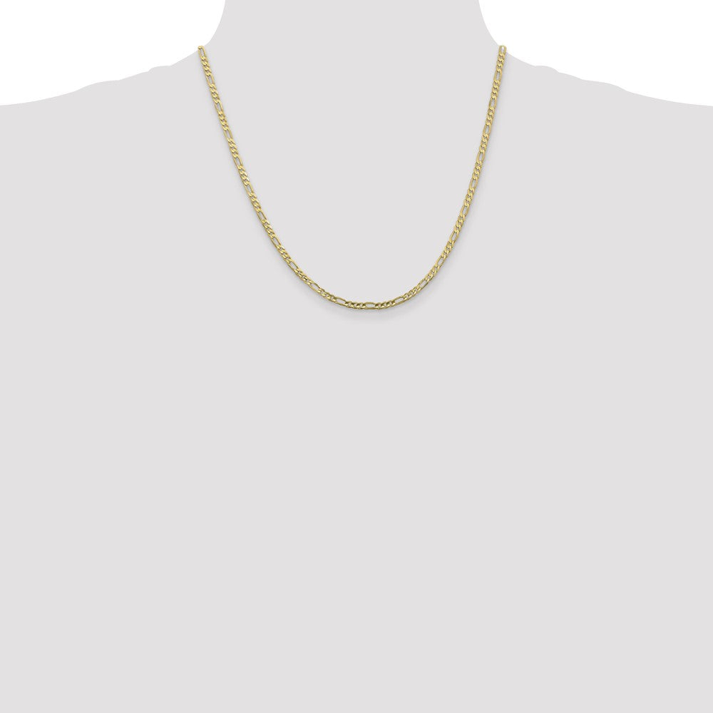 10k Yellow Gold 3mm Flat Figaro Chain Necklace