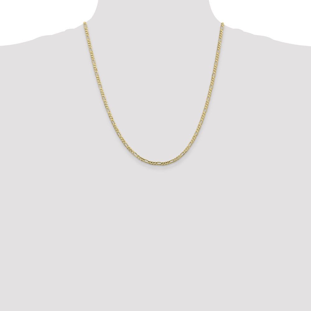 10k Yellow Gold 3mm Flat Figaro Chain Necklace