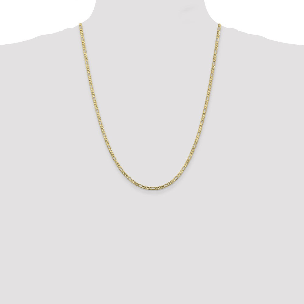 10k Yellow Gold 3mm Flat Figaro Chain Necklace