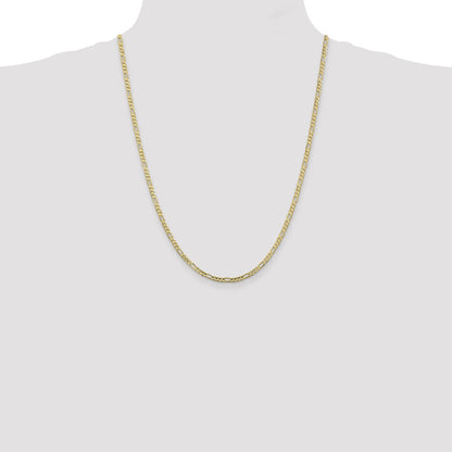 10k Yellow Gold 3mm Flat Figaro Chain Necklace