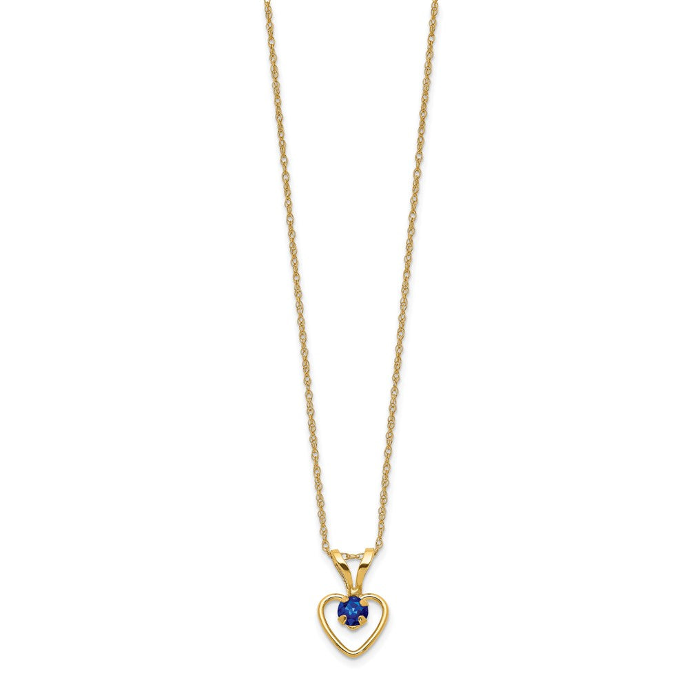 10k Yellow Gold 3mm Ruby Heart Birthstone Necklace 15"