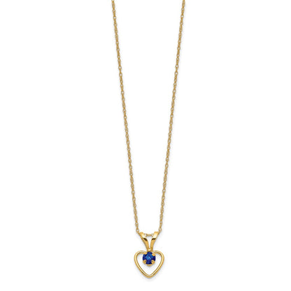 10k Yellow Gold 3mm Ruby Heart Birthstone Necklace 15"