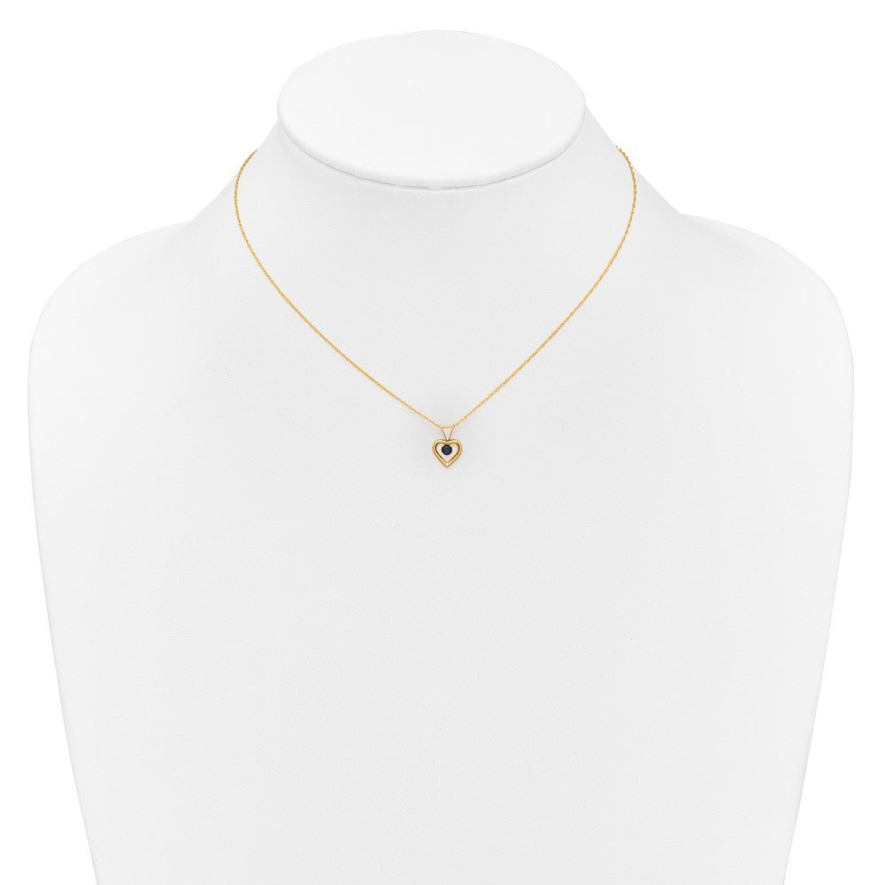 10k Yellow Gold 3mm Ruby Heart Birthstone Necklace 15"