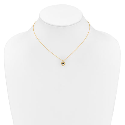 10k Yellow Gold 3mm Ruby Heart Birthstone Necklace 15"