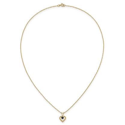 10k Yellow Gold 3mm Ruby Heart Birthstone Necklace 15"