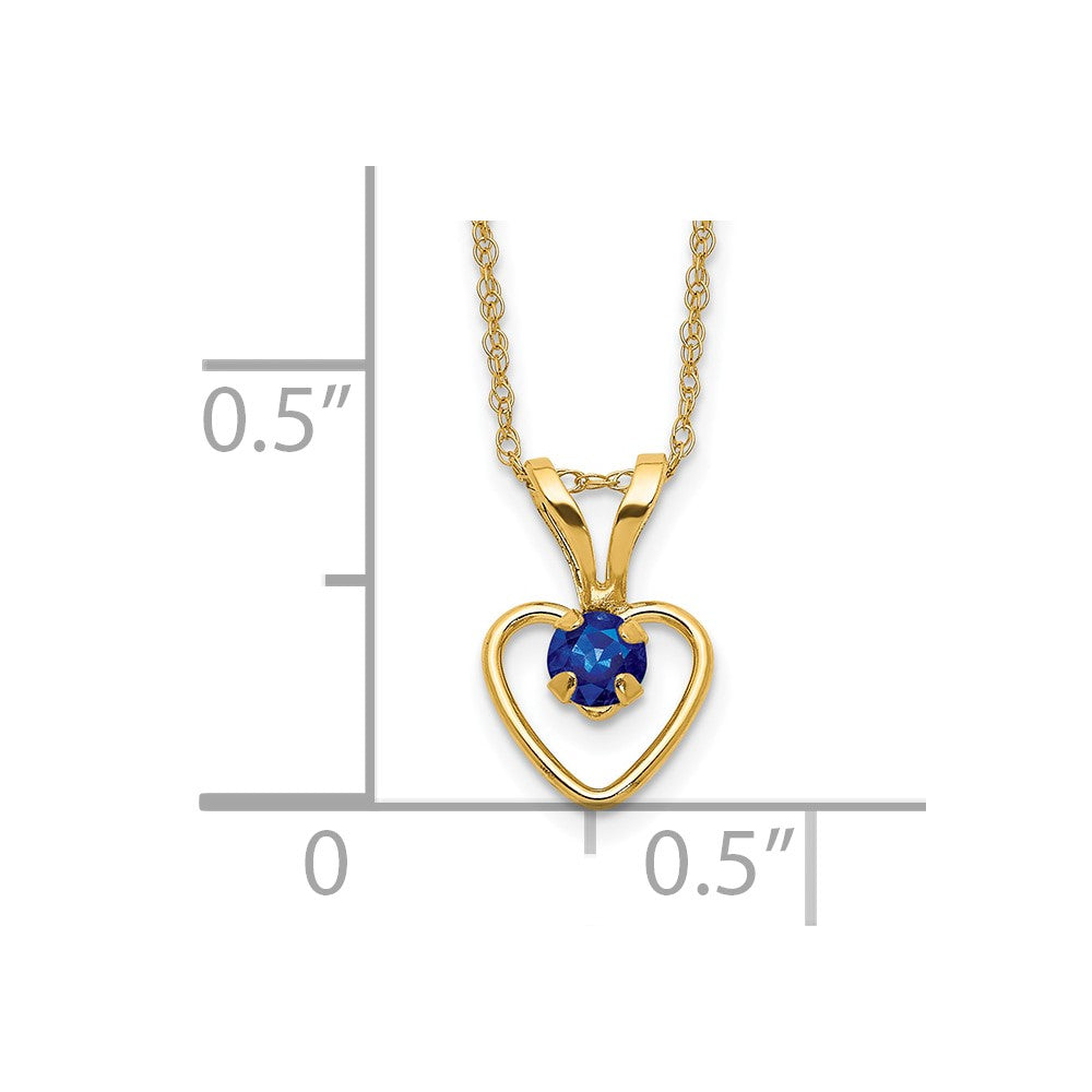 10k Yellow Gold 3mm Ruby Heart Birthstone Necklace 15"