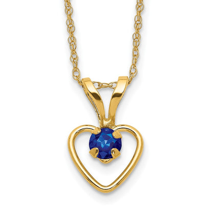 10k Yellow Gold 3mm Ruby Heart Birthstone Necklace 15"