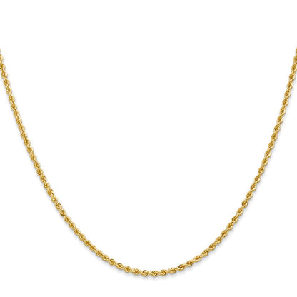 10k Yellow Gold 2mm Regular Rope Chain Necklace