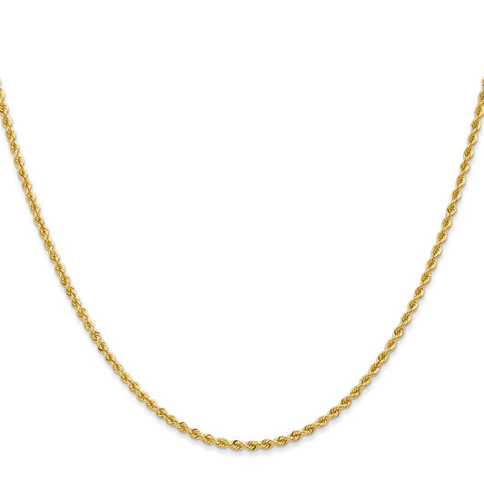 10k Yellow Gold 2mm Regular Rope Chain Necklace