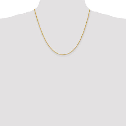 10k Yellow Gold 2mm Regular Rope Chain Necklace