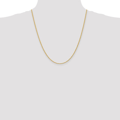10k Yellow Gold 2mm Regular Rope Chain Necklace