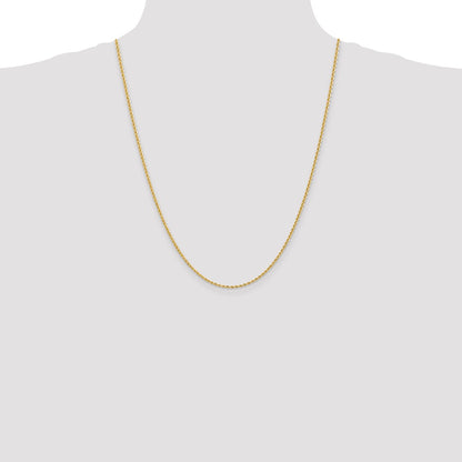 10k Yellow Gold 2mm Regular Rope Chain Necklace