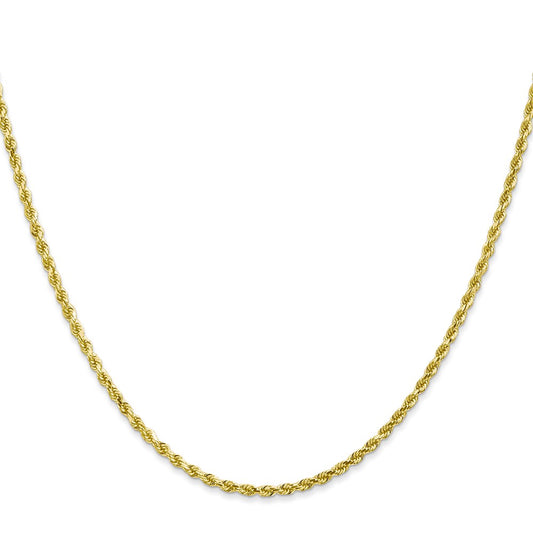 10k Yellow Gold 2mm Diamond-cut Rope Chain Necklace