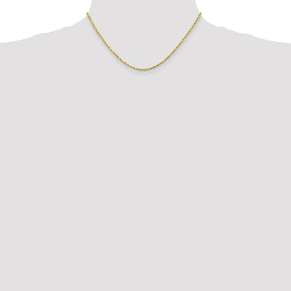 10k Yellow Gold 2mm Diamond-cut Rope Chain Necklace