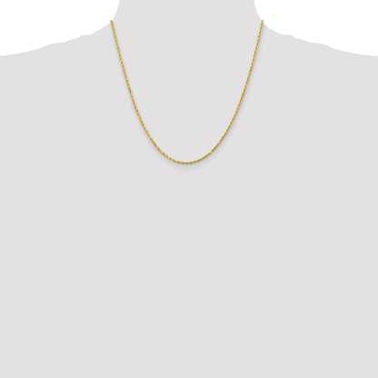 10k Yellow Gold 2mm Diamond-cut Rope Chain Necklace