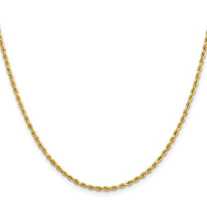 10k Yellow Gold 2mm Lightweight Diamond-Cut Rope Chain Necklace