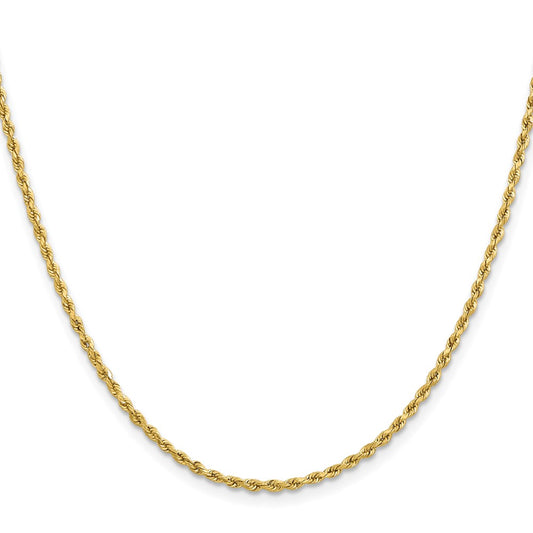 10k Yellow Gold 2mm Lightweight Diamond-Cut Rope Chain Necklace