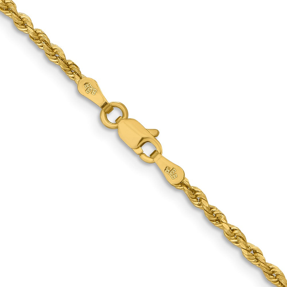 10k Yellow Gold 2mm Lightweight Diamond-Cut Rope Chain Necklace