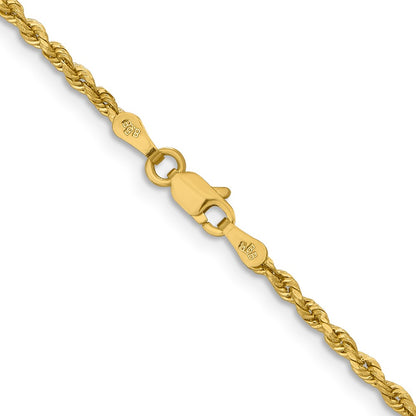 10k Yellow Gold 2mm Lightweight Diamond-Cut Rope Chain Necklace