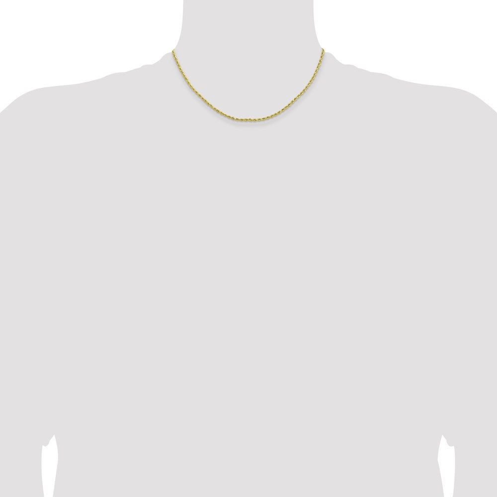 10k Yellow Gold 2mm Lightweight Diamond-Cut Rope Chain Necklace