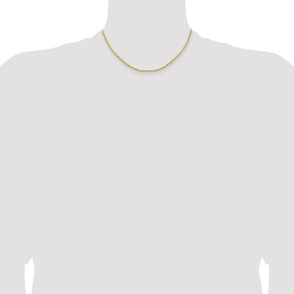 10k Yellow Gold 2mm Lightweight Diamond-Cut Rope Chain Necklace