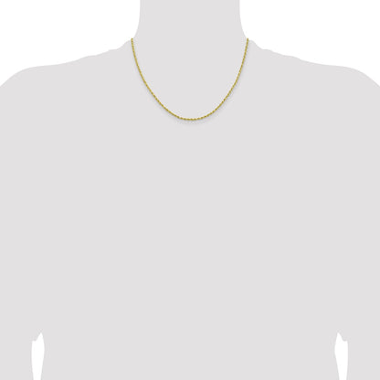 10k Yellow Gold 2mm Lightweight Diamond-Cut Rope Chain Necklace