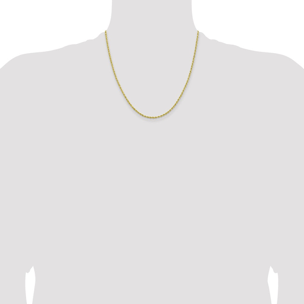 10k Yellow Gold 2mm Lightweight Diamond-Cut Rope Chain Necklace