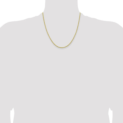 10k Yellow Gold 2mm Lightweight Diamond-Cut Rope Chain Necklace
