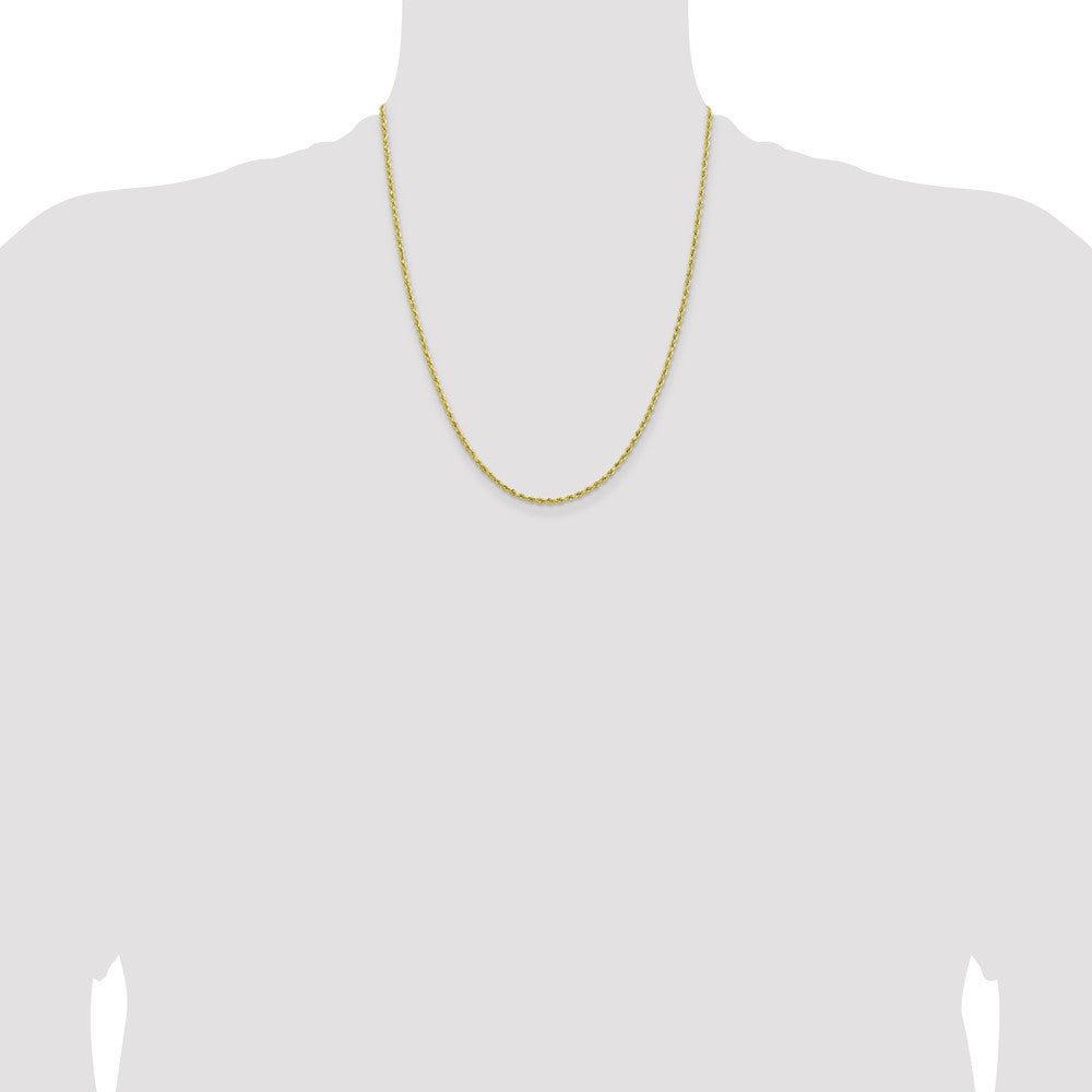 10k Yellow Gold 2mm Lightweight Diamond-Cut Rope Chain Necklace