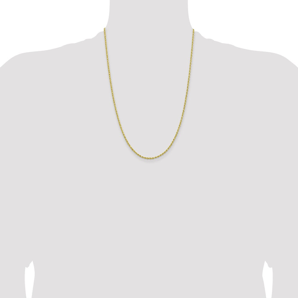 10k Yellow Gold 2mm Lightweight Diamond-Cut Rope Chain Necklace