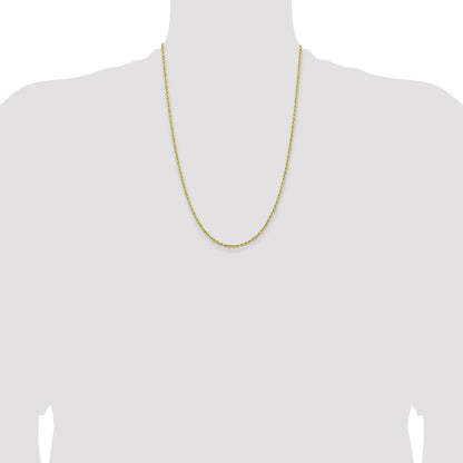 10k Yellow Gold 2mm Lightweight Diamond-Cut Rope Chain Necklace