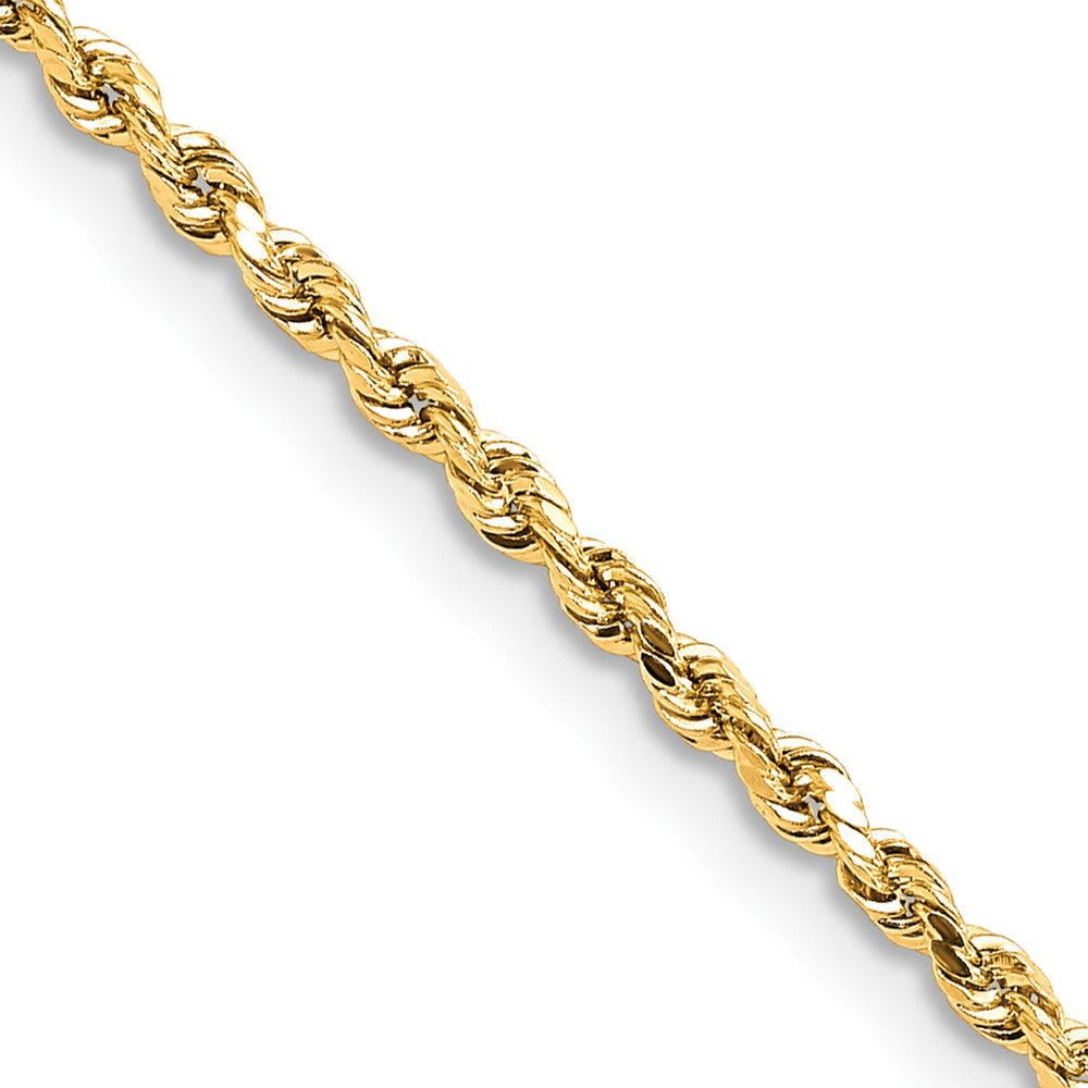 10k Yellow Gold 2mm Lightweight Diamond-Cut Rope Chain Necklace